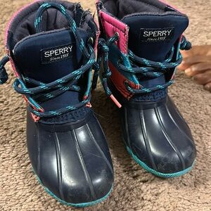 SPERRY Boots Girls Youth Size 8 M Multicolored Top Sider Saltwater Duck Boot EUC